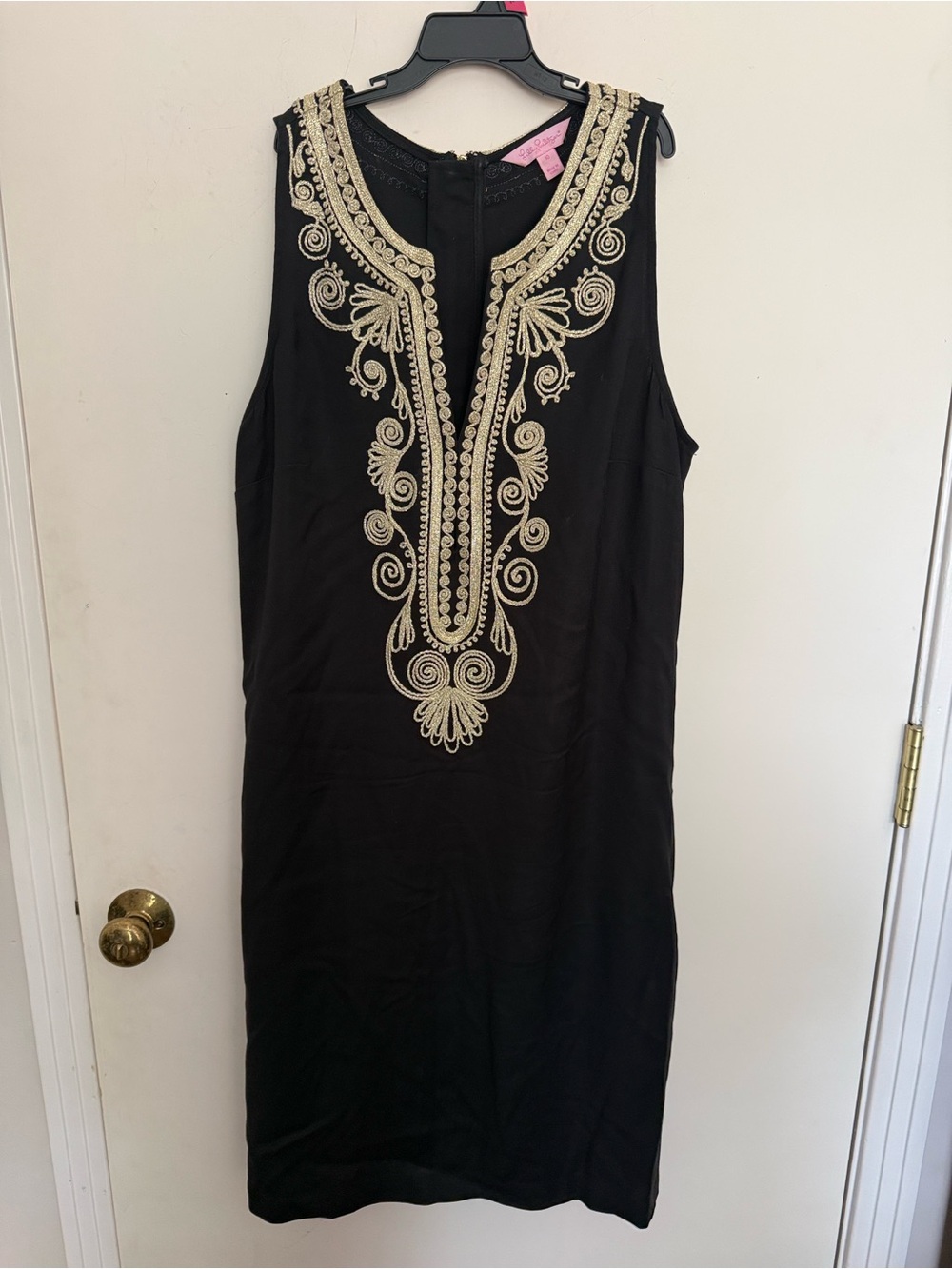 Lilly Pulitzer Black Sleeveless Tunic with Gold Embroidered Trim